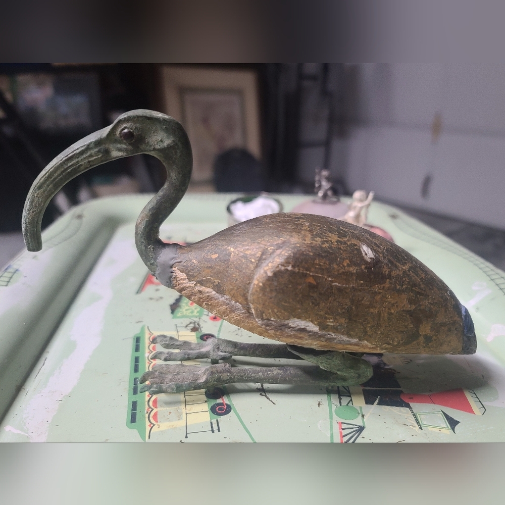 Ancient Egyptian Bronze & Wood Ibis Bird